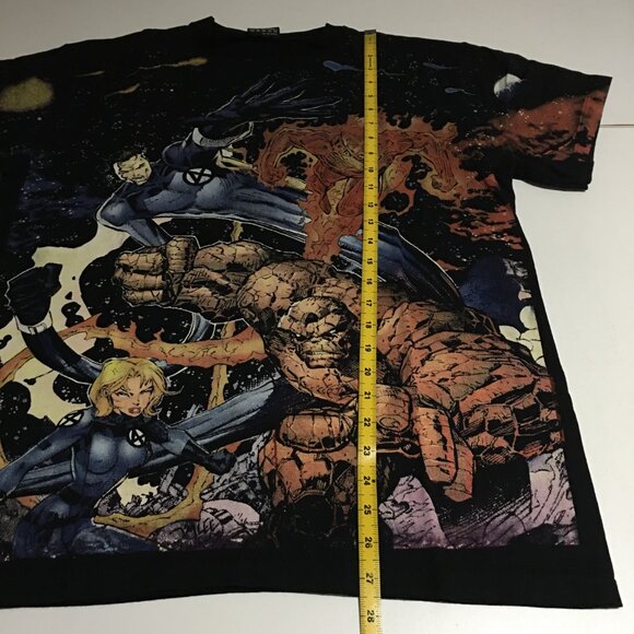 Fantastic Four Human Torch Ben Grimm Susan Storm Faded Black T-Shirt Large - Picture 5 of 5